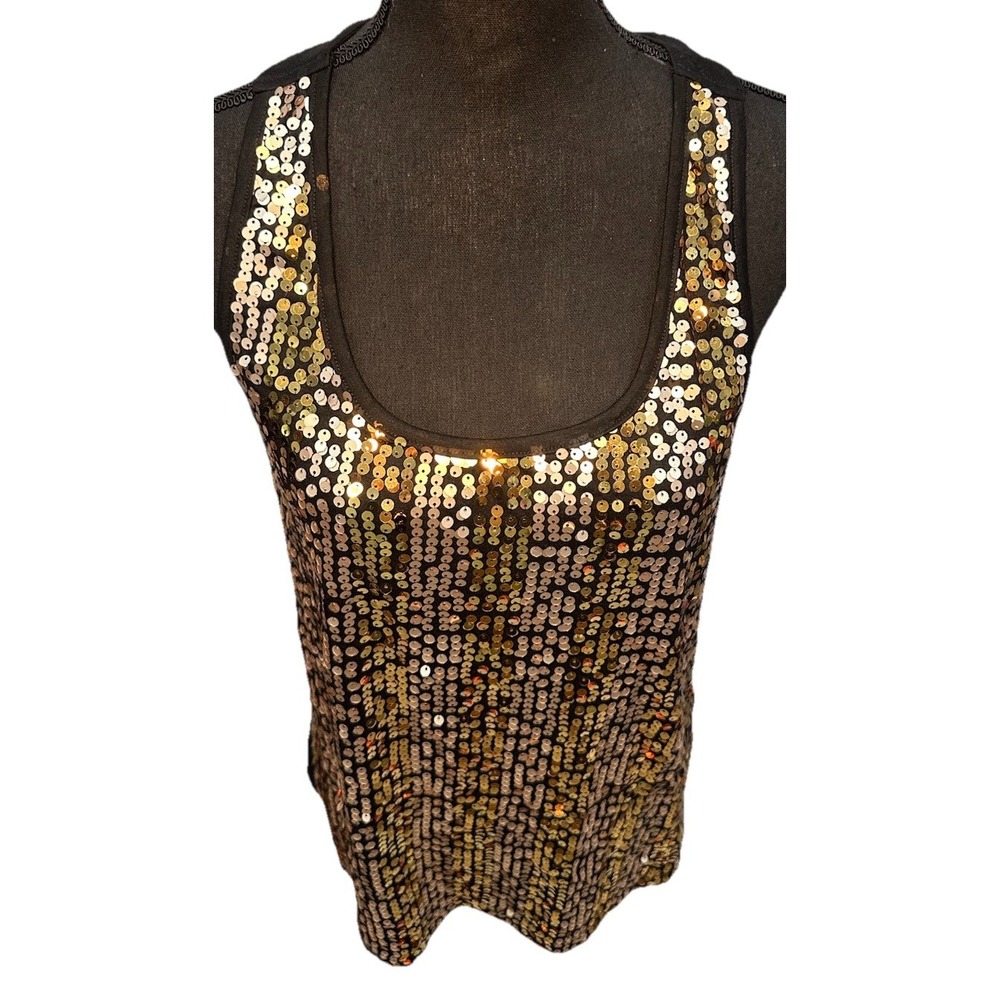 Papaya Top Women's Size Large With Gold & Copper Color Sequins Sleeveless Y2K